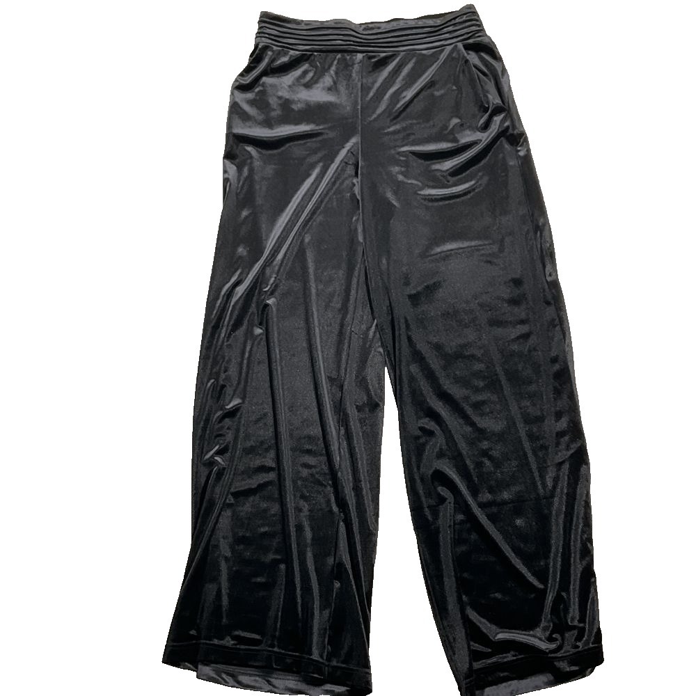New York Co Pants Women Large Black Velvet Wide Leg Palazzo Shimmer Formal Soft